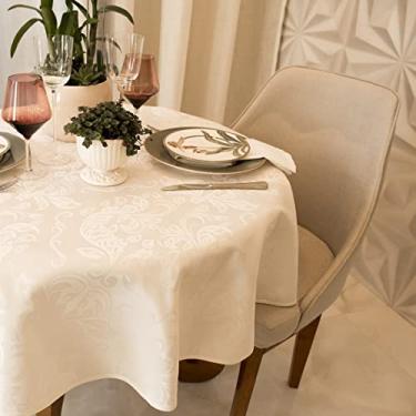 Imagem de Toalha Mesa Jacquard 6 A 8 Lugares 2,10m Redonda (Medalhão Pérola)