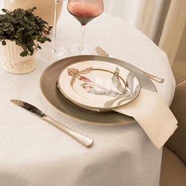 Imagem de Toalha Mesa Jacquard 6 A 8 Lugares 2,10m Redonda (Ondas Branco)