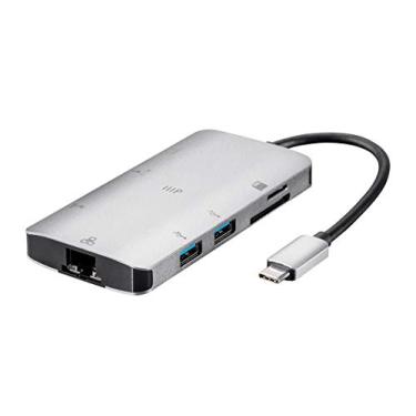 Imagem de Monoprice Adaptador USB-C para HDMI – Corpo de alumínio com Gigabit Ethernet, 3 portas USB 3.0, leitor SD/MicroSD, USB-C 100W, portas de entrega de energia 3.0 - Série Consul