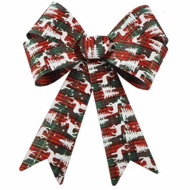 Imagem de Laco de Natal 30cm Estampa Xadrez com Figuras - un