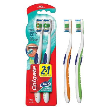 Imagem de Escova Dental Colgate 360° Macia Cores Sortidas 2 Unidades