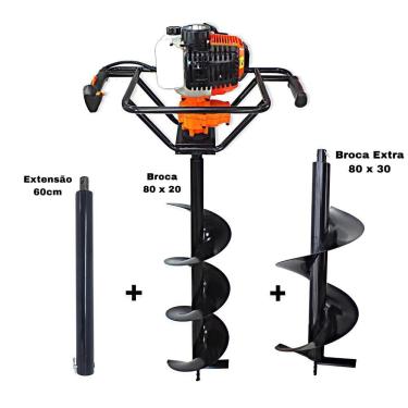 Imagem de KIT Perfurador de Solo Vulcan VPS520 2T 52CC 2,5HP com Broca 80x20cm + Broca 80x30cm +...