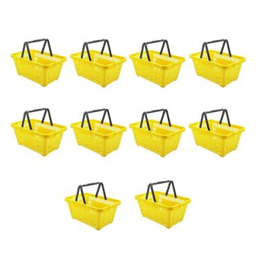 Imagem de Cesto de Compras D100 Dellaplast 16l 45x29x19 Amarelo Kit 10
