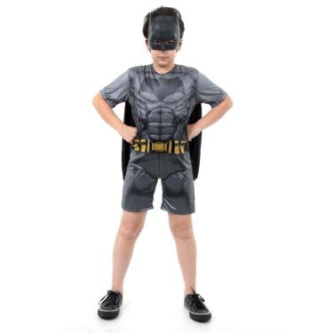 Imagem de Fantasia Batman Curto Infantil com Musculatura - Liga da Justiça