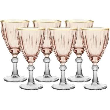 Imagem de Conjunto De Taças Dominic Rosa Borda Dourada Premium 275Ml