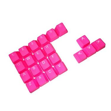 Imagem de Conjunto de teclas retroiluminadas para jogos Tai-Hao – 22 teclas para teclados mecânicos Cherry MX compatíveis com OEM incluindo puxador de teclas (rosa neon gelatinosa)