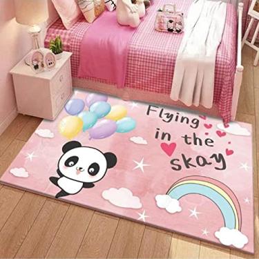 Imagem de Tapete de área de fundo de desenho animado com animais fofos em estilo desenho animado tapete de área de poliéster para sala de jantar dormitório quarto casa decorativo 99 x 79 polegadas