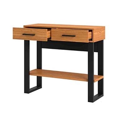 Imagem de Aparador c/ 2 Gavetas Design Industrial Dalla Costa 100% Mdf Cor: Preto Fosco com Freijó