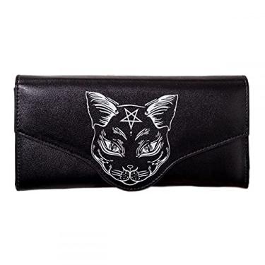 Imagem de Lost Queen Carteira feminina Gótico Black Cat Pentacle Flap Nemesis Clutch, Preto, One size, Carteira com aba