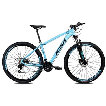 Imagem de Bicicleta Aro 29 KSW 27v Freio Hidraulico Suspensão C/Trava Cubo Cassete - Azul Bebe 15