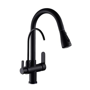 Imagem de Torneira de pia de água pura de cozinha, torneira de filtro de rotação 360, bico de saída, torneiras misturadoras, Torneira, preto, china