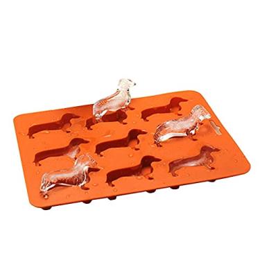 Imagem de Bandeja de cubo de gelo criativo silicone dachshund filhote de cachorro em forma de cubo de gelo molde de biscoito de chocolate faça você mesmo bandeja de gelo para casa ferramentas de cozinha molde de cubo de gelo (cor: