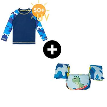 Imagem de Camiseta UV Protetora + Boia Homologada cor:dino; tamanho:4