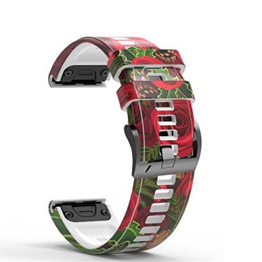 Imagem de GANYUU Pulseiras de silicone de impressão esportiva para Garmin Fenix 7X 7 6X 6 Pro 5X 5 Plus 3 3HR liberação rápida de ajuste fácil 26 pulseira de 22mm (Cor: Cor H, Tamanho: Approach S60 S62)