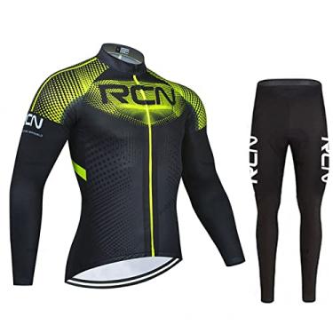Imagem de Camisa de ciclismo de inverno de equipe térmica de lã para corrida de bicicleta Mountian roupas masculinas leves calças de babador de manga comprida, amarelo, 2GG (180 cm/87 kg)