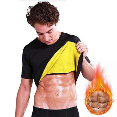 Imagem de Tingpai Homens treino sauna terno prene camisa de suor de manga curta camisa shaper do corpo treinamento camisa de pe a de peso