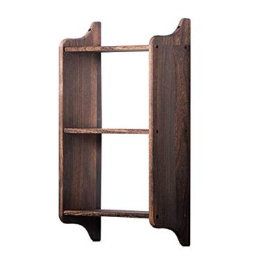 Imagem de Estante de livros rústica de madeira marrom montada na parede estante flutuante unidade de armazenamento e decoração para banheiro, escritório, sala de estar, quarto, lavanderia, estante de cozinha (tamanho : 17,3" x 31,6" x 7,9")