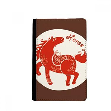 Imagem de Ano do cavalo animal china zodíaco vermelho porta-passaporte notecase burse carteira capa cartão bolsa, Multicolor