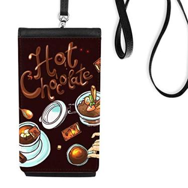 Imagem de Bolsa carteira para celular Hot Chocolate Desserts Drink França bolso preto