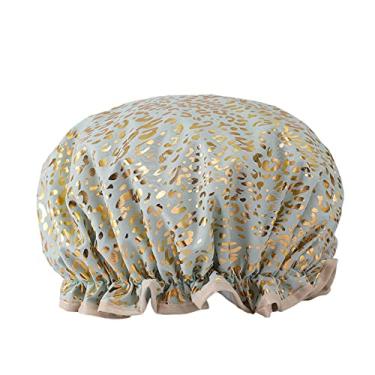 Imagem de Impressão Na Touca De Banho De Banho De Banheira Touca De Banho Com Faixa Elástica De Dupla Camada Reutilizável À Prova D'água Para Chuveiro De Salão De Spa Para Spa