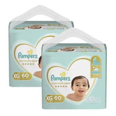 Imagem de Kit de Fraldas Pampers Premium Care Tamanho XG Pacote Hiper 120 Unidades