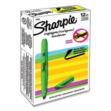 Imagem de Marca-texto Sharpie Accent estilo bolso, ponta cinzel, verde fluorescente, 1 dúzia