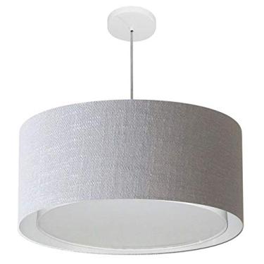 Imagem de Lustre Pendente Cilíndrico Duplo Cúpula Tecido 30/60x50 cm, Vivare Iluminação, Pendente4291 CZ, Cinza, Grande