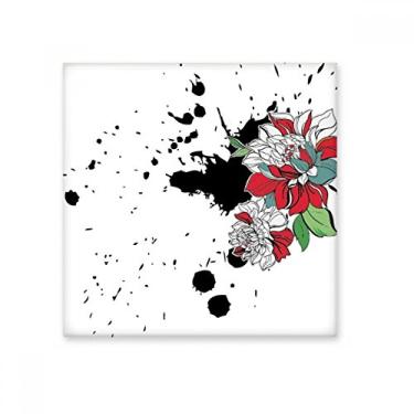 Imagem de Tinta de aquarela flor peônia cerâmica azulejo brilhante decalque pedra adornada tijolo vitrificado