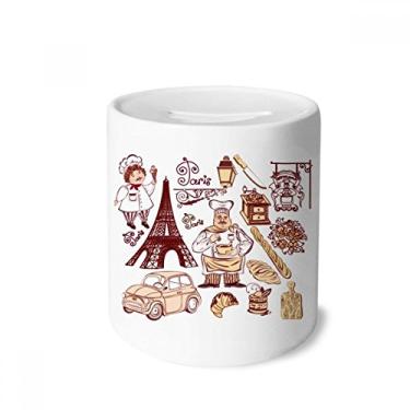 Imagem de DIYthinker Panela de alimentos França Torre Eiffel Caixa para dinheiro Caixa de cerâmica Porta-moedas Presente de cofrinho