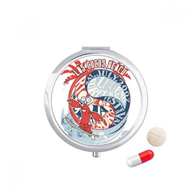 Imagem de Caixa de comprimidos de organismo marinho lagosta World Beach com bolso para armazenamento de remédios