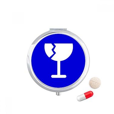 Imagem de Caixa de comprimidos quadrada azul frágil para guardar remédios