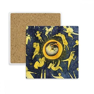 Imagem de Miaoji Pintura aquarela gato, lua, quadrado, porta-copos, caneca, suporte subplaca, pedra isolante