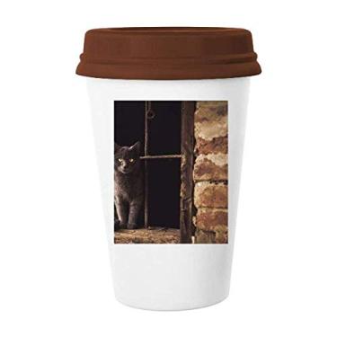 Imagem de Caneca com foto de gato de canto de animal, caneca de café copo de cerâmica
