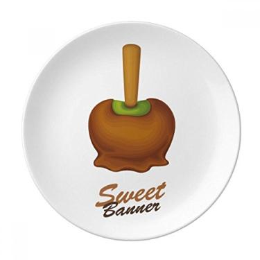 Imagem de Prato de sorvete de chocolate marrom verde decorativo de porcelana salver louça de jantar