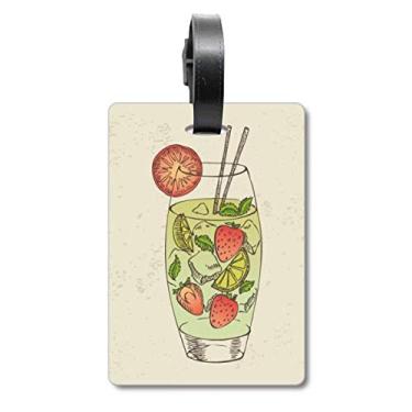 Imagem de Bolsa de viagem com estampa de suco de fruta de morango, etiqueta para cartão de bagagem, etiqueta para pendurar