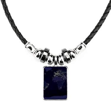 Imagem de DIYthinker Colar com mapa aéreo mistério do planeta Terra, joia com pingente de corda de couro torque