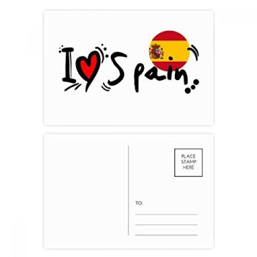 Imagem de I Love Spain Bandeira de Palavra Love Heart Ilustration Postal Set Aniversário Mailing Cartão de felicitações