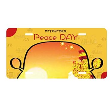 Imagem de DIYthinker Placa de carro com bandeira de coluna ornamental Sun Star Decoração de carro Dia da Paz