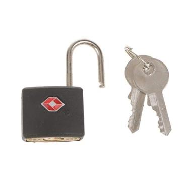 Imagem de Cadeado de metal resistente TSA para bagagem, mala, gaveta, armário, cadeado de segurança com 2 chaves, 25 x 37 x 6 mm – Preto