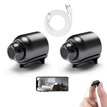 Imagem de Mini Câmera WiFi Visão Noturna Incluída e Microfone, Câmera IP de Vigilância Sem Fio 1080P HD Micro Monitor de Detecção de Movimento 160° Grande Angular Monitoramento Remoto (Color : 2Pcs)