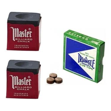 Imagem de 2 Giz Preto Master + 3 Sola Triangle Taco Sinuca