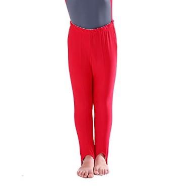 Imagem de Calça de Ginástica Masculina e Meninos Collant Juvenil Calça de Balé Stirrup Calça para Dança Yoga Treino Atlético, Vermelho, 9-10 Years