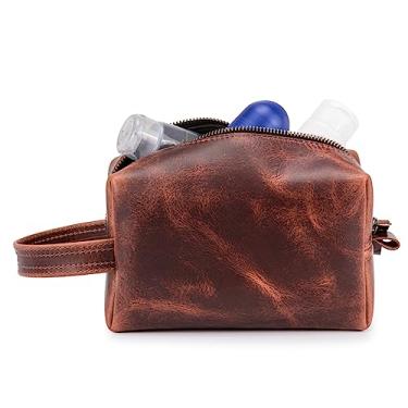 Imagem de Necessaire Masculina Feminina Couro Legitimo Porta Objetos (WISKY)