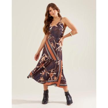Imagem de Vestido Zinzane Feminino Midi Estampado Jordana - Preto
