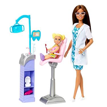 Imagem de Boneca Barbie Profissões Conjunto Médica Dentista Morena Móveis e Acessórios Odontológicos HKT70 Mattel