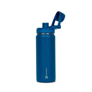 Imagem de Garrafa Térmica Inox Goldentec 500 ml para bebidas quentes ou frias com tampa com bico e base emborrachada - Azul marinho