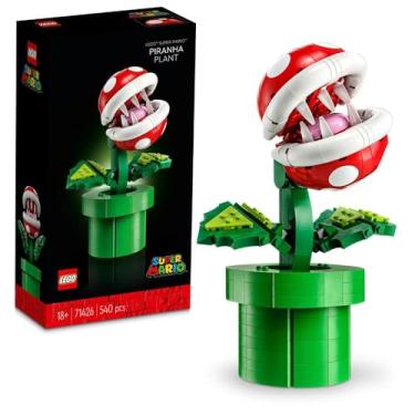 Imagem de LEGO Super Mario planta pinha, figura de personagem articulado com cano e 2 moedas, casaco para construção para adultos, decoração de quarto, presente para homens, mulheres e adolescentes 71426