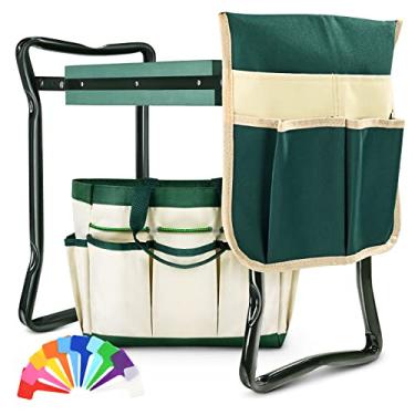 Imagem de Banco de jardim para ajoelhar e sentar, dobrável, ajoelhador e assento pesado, ideias de presentes de jardineiro para mulheres, mãe, avó