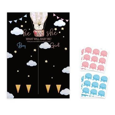 Imagem de Cartaz de coelho para meninos ou meninas, jogo de votação de revelação de gênero com adesivos, decoração de previsão de gênero de bebê, chá de bebê, pôster de revelação de gênero