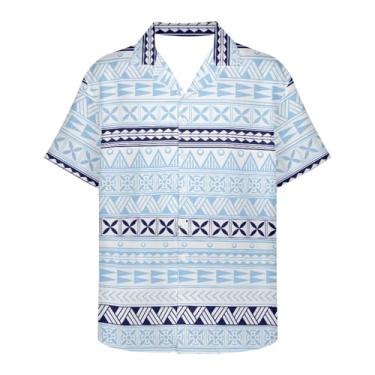 Imagem de Gzzxiailg Camisas masculinas descoladas havaianas de manga curta com botões tropicais de verão e férias, Tribal, 3G